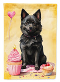 Schipperke Happy Birthday House Flag 28x40 Porch Sleeve Pole Decorative Outside Yard Banner Artwork Wall Hanging, Polyester