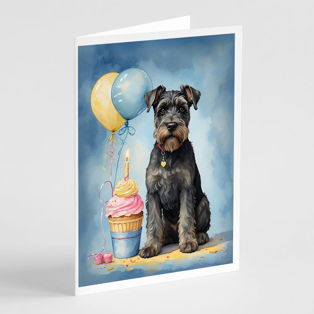 Schnauzer Happy Birthday Greeting Cards Pack of 8 Blank Cards with Envelopes Whimsical A7 Size 5x7