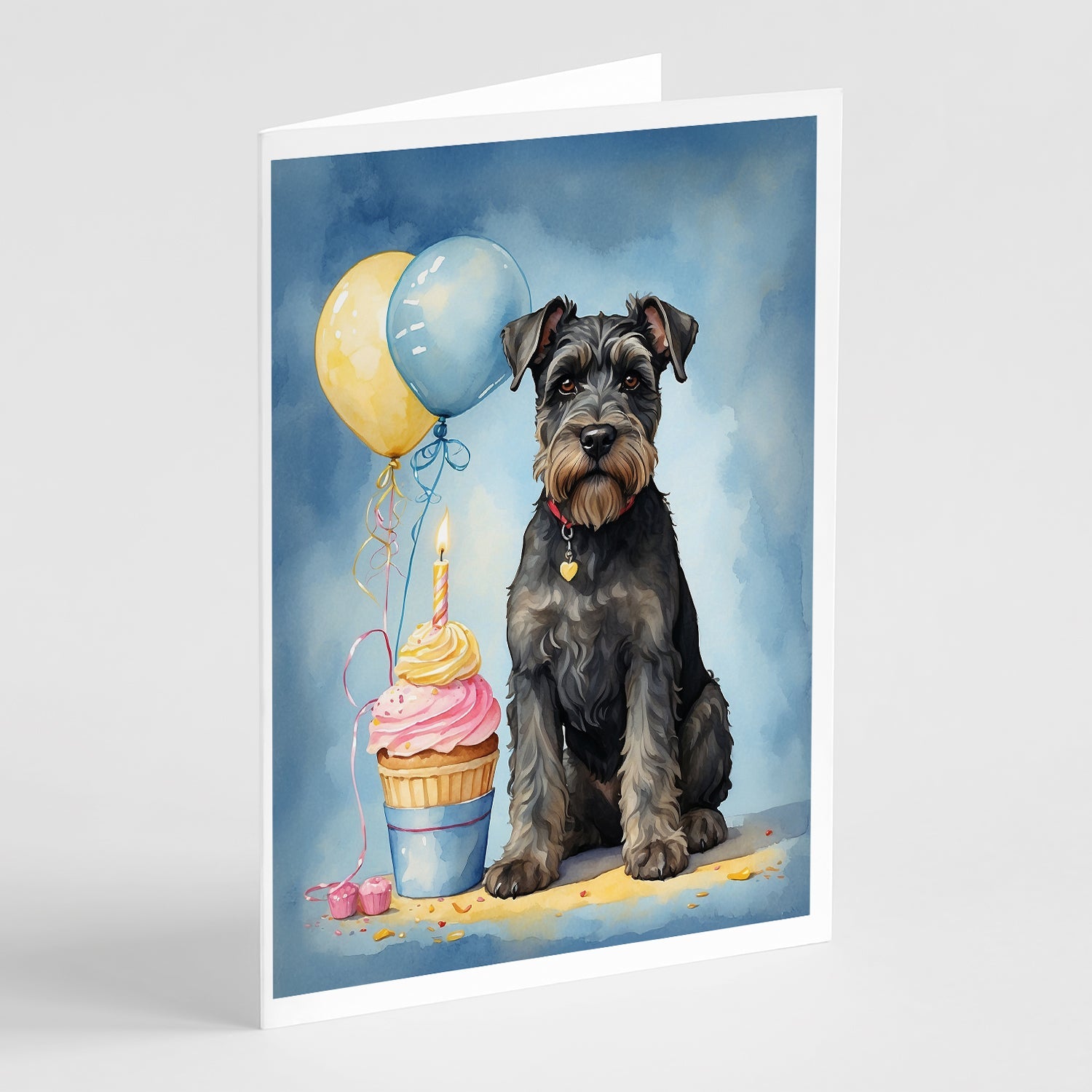 Schnauzer Happy Birthday Greeting Cards Pack of 8 Blank Cards with Envelopes Whimsical A7 Size 5x7