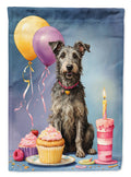Scottish Deerhound Happy Birthday House Flag 28x40 Porch Sleeve Pole Decorative Outside Yard Banner Artwork Wall Hanging, Polyester