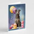Scottish Deerhound Happy Birthday Greeting Cards Pack of 8 Blank Cards with Envelopes Whimsical A7 Size 5x7