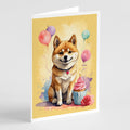 Shiba Inu Happy Birthday Greeting Cards Pack of 8 Blank Cards with Envelopes Whimsical A7 Size 5x7