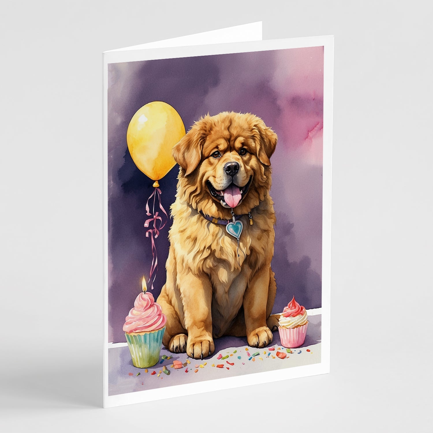 Tibetan Mastiff Happy Birthday Greeting Cards Pack of 8 Blank Cards with Envelopes Whimsical A7 Size 5x7