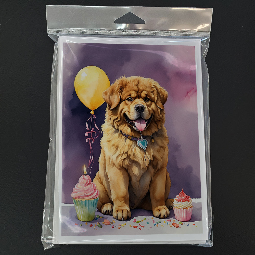 Tibetan Mastiff Happy Birthday Greeting Cards Pack of 8 Blank Cards with Envelopes Whimsical A7 Size 5x7