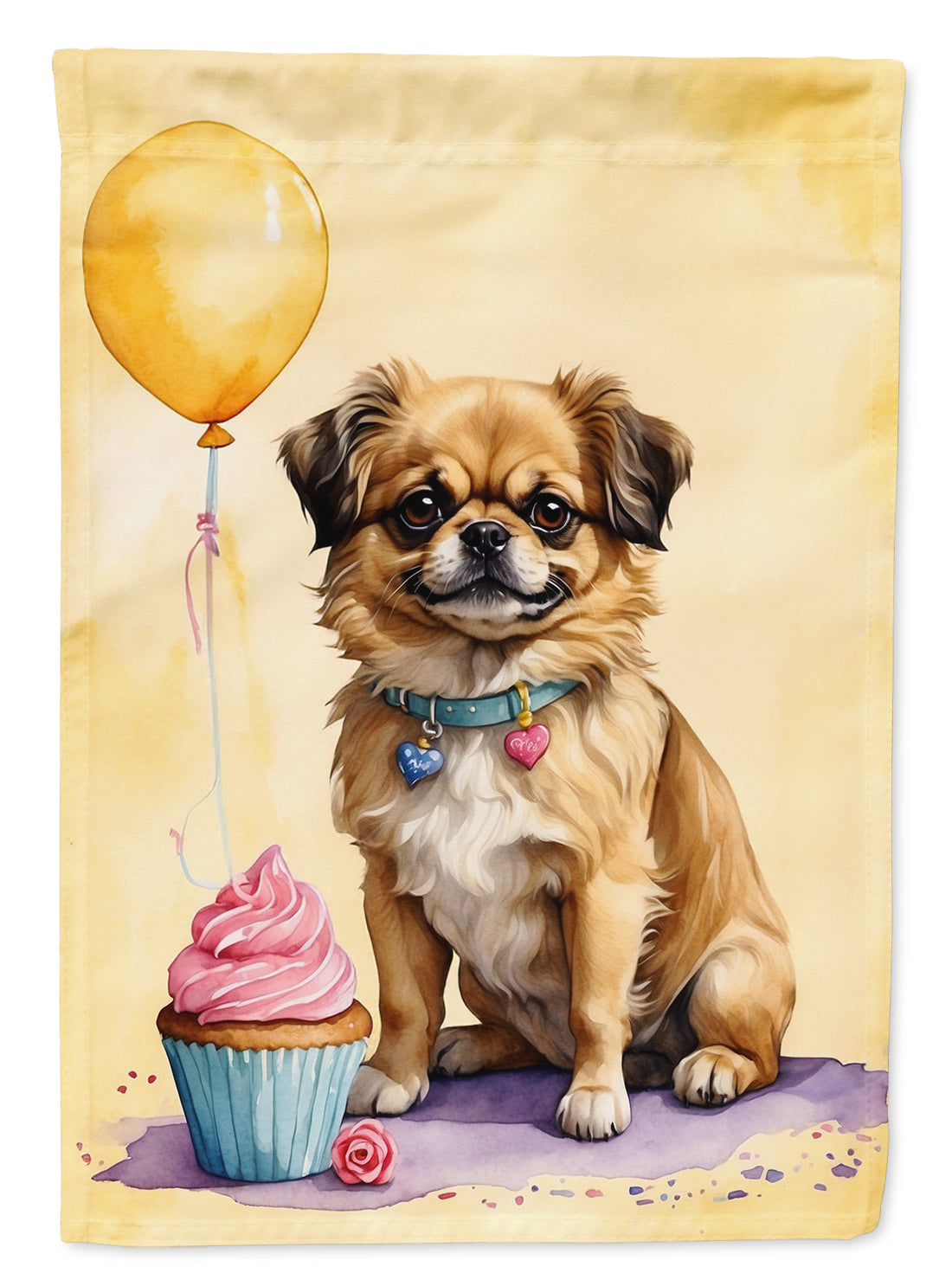 Tibetan Spaniel Happy Birthday House Flag 28x40 Porch Sleeve Pole Decorative Outside Yard Banner Artwork Wall Hanging, Polyester