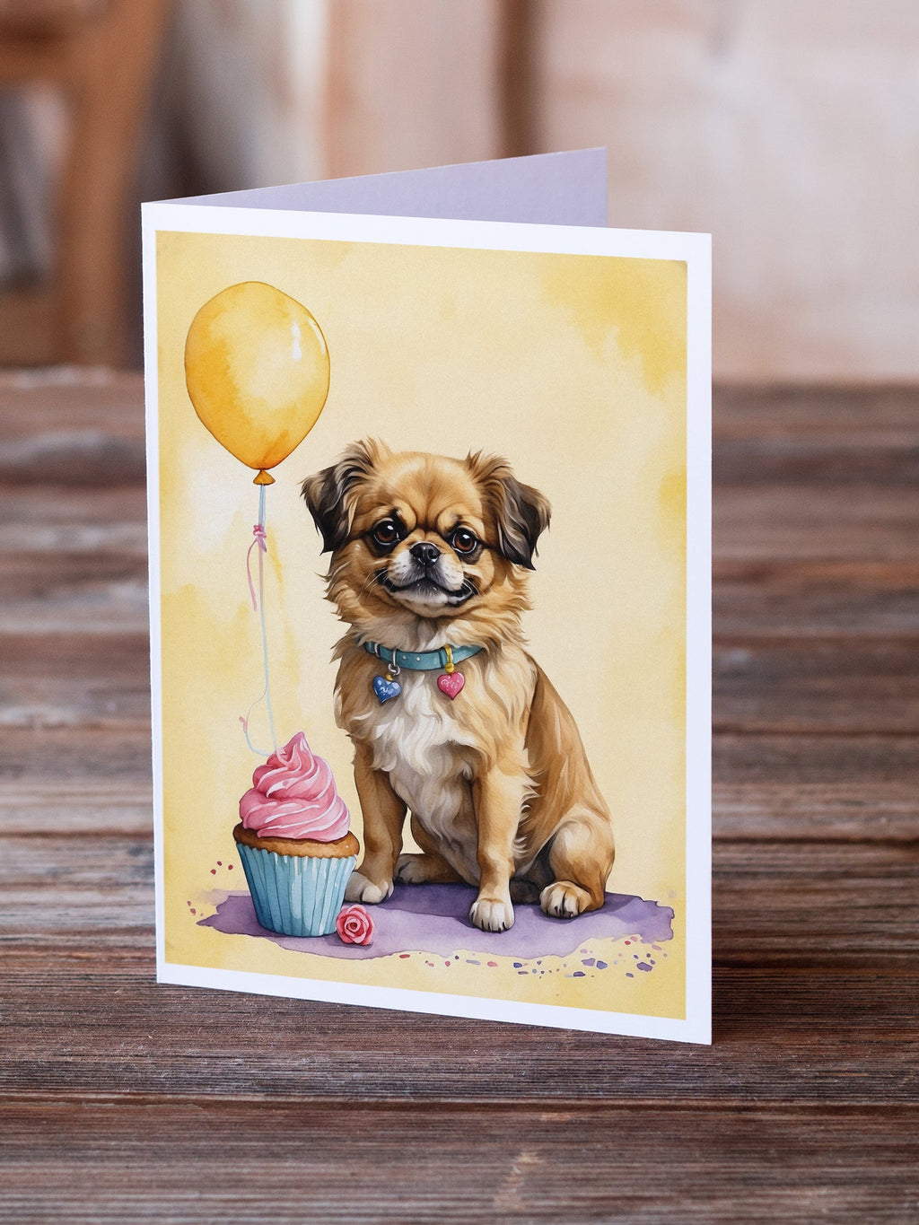 Tibetan Spaniel Happy Birthday Greeting Cards Pack of 8 Blank Cards with Envelopes Whimsical A7 Size 5x7