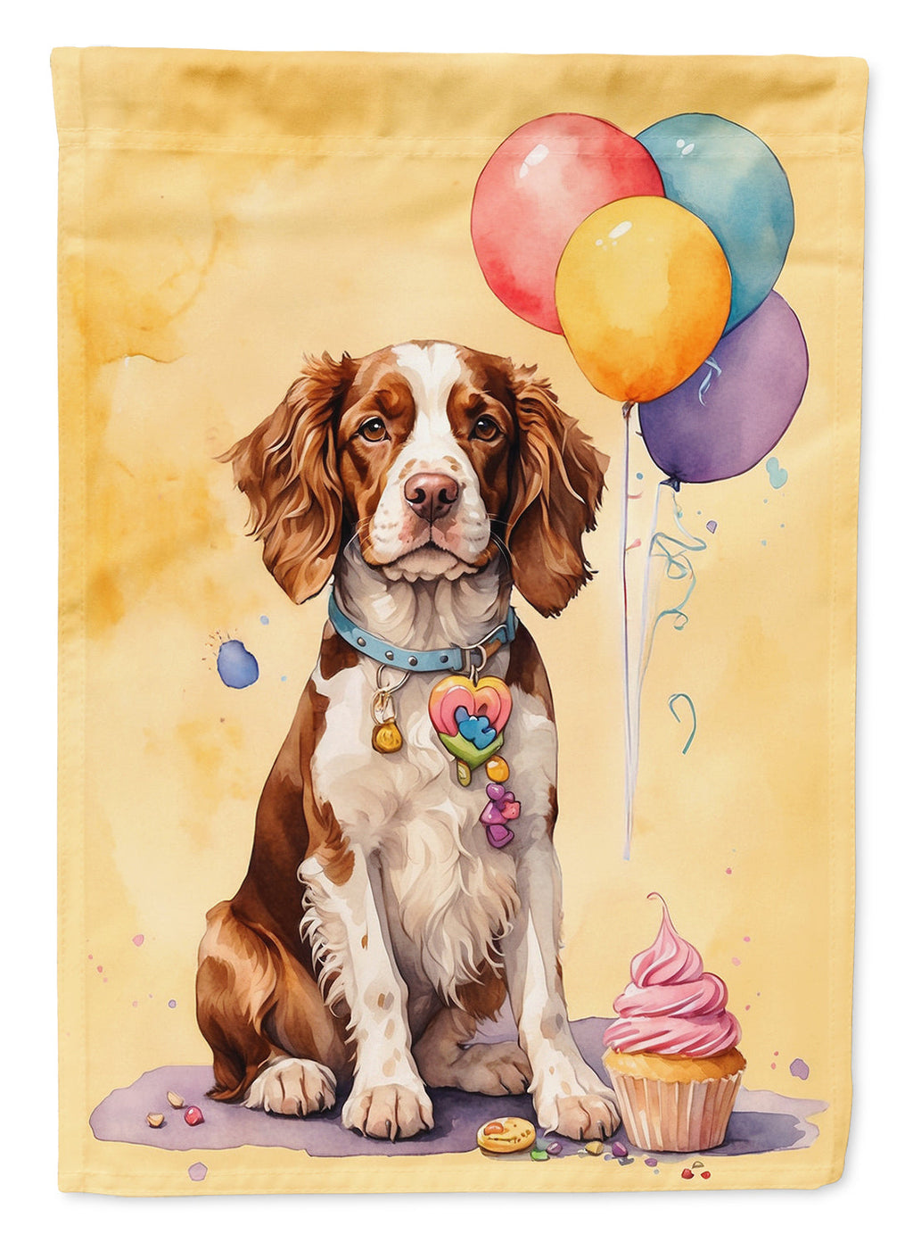 Welsh Springer Spaniel Happy Birthday House Flag 28x40 Porch Sleeve Pole Decorative Outside Yard Banner Artwork Wall Hanging, Polyester