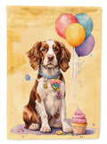 Welsh Springer Spaniel Happy Birthday House Flag 28x40 Porch Sleeve Pole Decorative Outside Yard Banner Artwork Wall Hanging, Polyester
