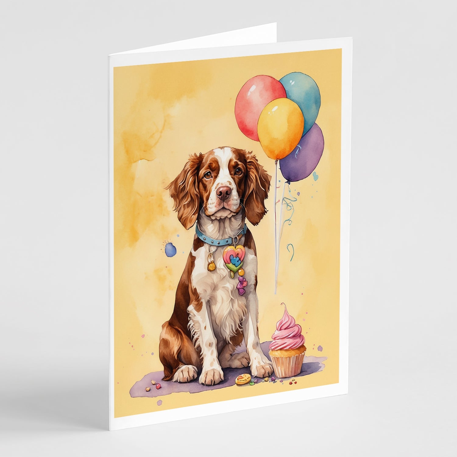 Welsh Springer Spaniel Happy Birthday Greeting Cards Pack of 8 Blank Cards with Envelopes Whimsical A7 Size 5x7