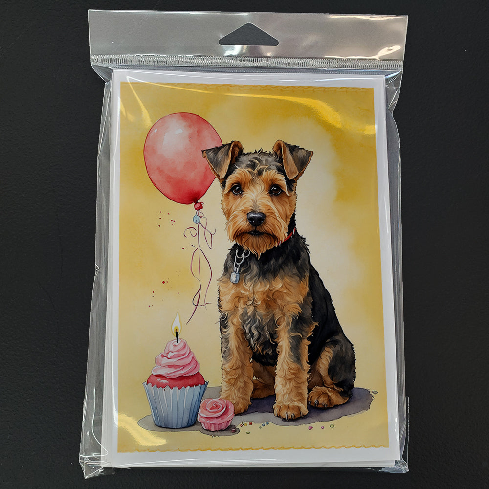 Welsh Terrier Happy Birthday Greeting Cards Pack of 8 Blank Cards with Envelopes Whimsical A7 Size 5x7