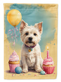 Westie Happy Birthday House Flag 28x40 Porch Sleeve Pole Decorative Outside Yard Banner Artwork Wall Hanging, Polyester