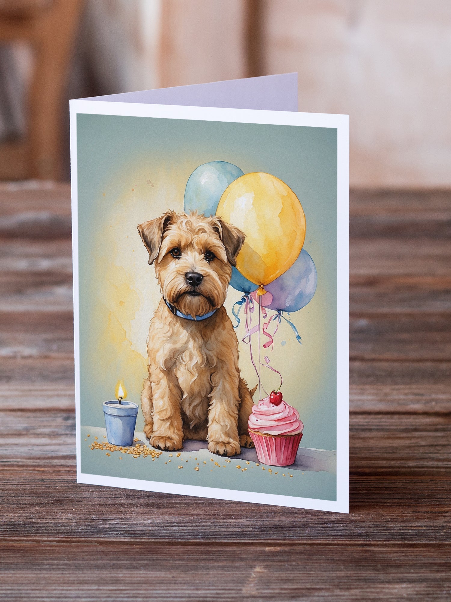 Wheaten Terrier Happy Birthday Greeting Cards Pack of 8 Blank Cards with Envelopes Whimsical A7 Size 5x7
