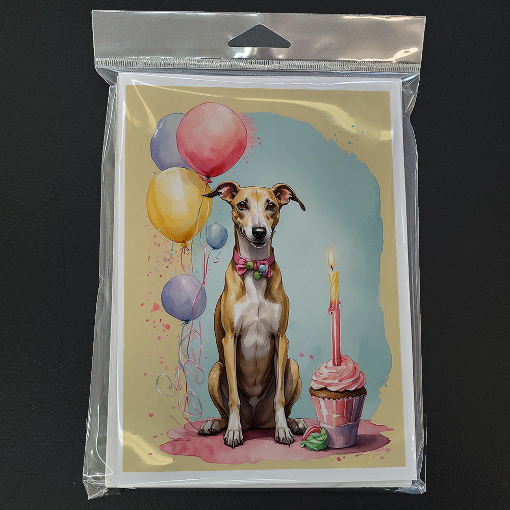 Whippet Happy Birthday Greeting Cards Pack of 8 Blank Cards with Envelopes Whimsical A7 Size 5x7