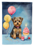 Yorkipoo Happy Birthday House Flag 28x40 Porch Sleeve Pole Decorative Outside Yard Banner Artwork Wall Hanging, Polyester