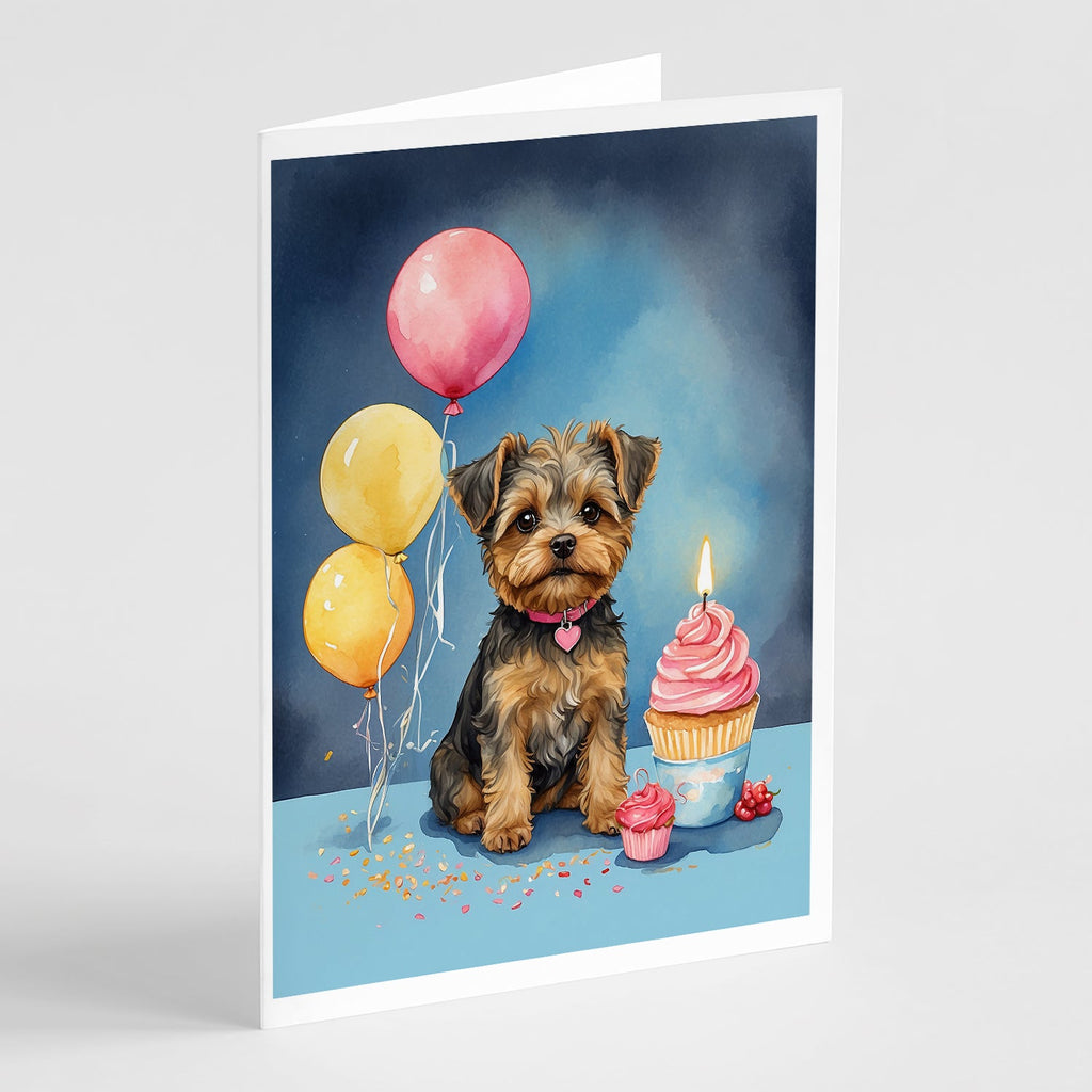 Yorkipoo Happy Birthday Greeting Cards Pack of 8 Blank Cards with Envelopes Whimsical A7 Size 5x7
