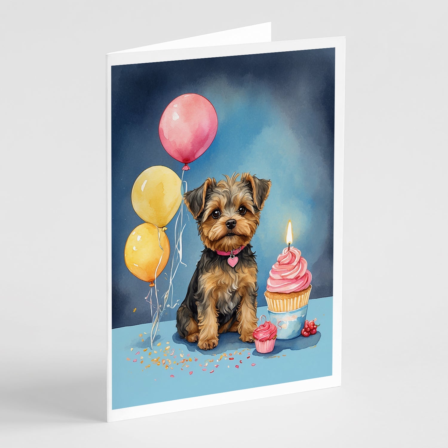 Yorkipoo Happy Birthday Greeting Cards Pack of 8 Blank Cards with Envelopes Whimsical A7 Size 5x7