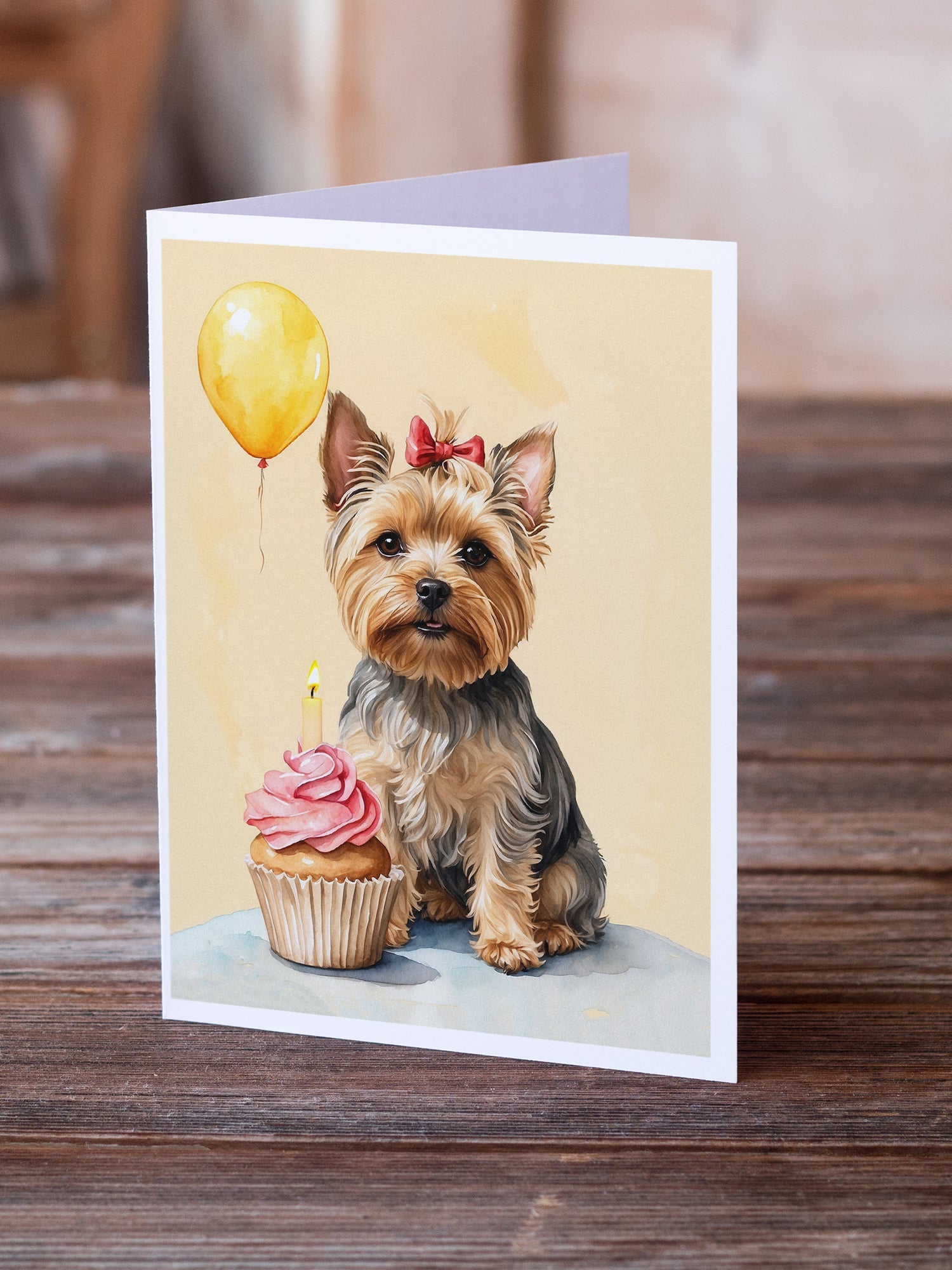Yorkshire Terrier Happy Birthday Greeting Cards Pack of 8 Blank Cards with Envelopes Whimsical A7 Size 5x7