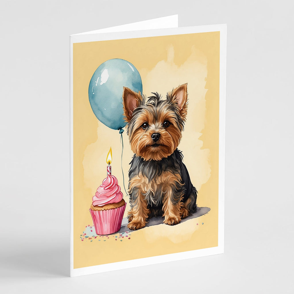 Yorkshire Terrier Happy Birthday Greeting Cards Pack of 8 Blank Cards with Envelopes Whimsical A7 Size 5x7