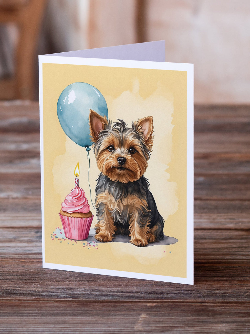Yorkshire Terrier Happy Birthday Greeting Cards Pack of 8 Blank Cards with Envelopes Whimsical A7 Size 5x7