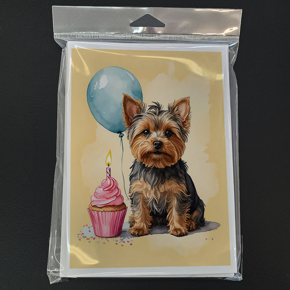 Yorkshire Terrier Happy Birthday Greeting Cards Pack of 8 Blank Cards with Envelopes Whimsical A7 Size 5x7