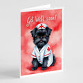 Affenpinscher Get Well Soon Greeting Cards Pack of 8 Blank Cards with Envelopes Whimsical A7 Size 5x7