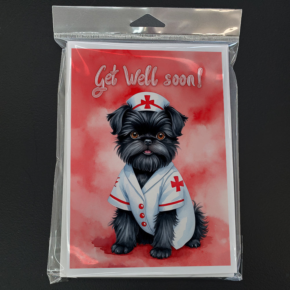 Affenpinscher Get Well Soon Greeting Cards Pack of 8 Blank Cards with Envelopes Whimsical A7 Size 5x7