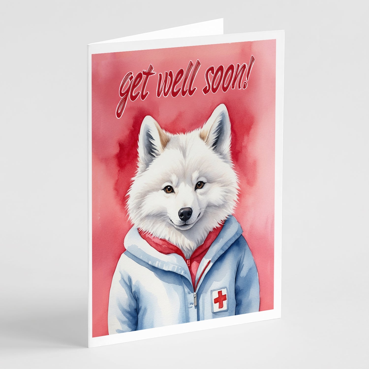 American Eskimo Get Well Soon Greeting Cards Pack of 8 Blank Cards with Envelopes Whimsical A7 Size 5x7