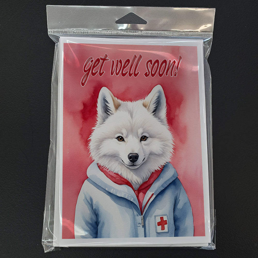 American Eskimo Get Well Soon Greeting Cards Pack of 8 Blank Cards with Envelopes Whimsical A7 Size 5x7