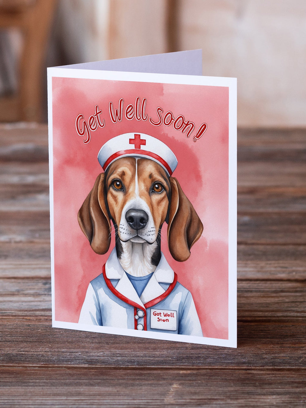 American Foxhound Get Well Soon Greeting Cards Pack of 8 Blank Cards with Envelopes Whimsical A7 Size 5x7