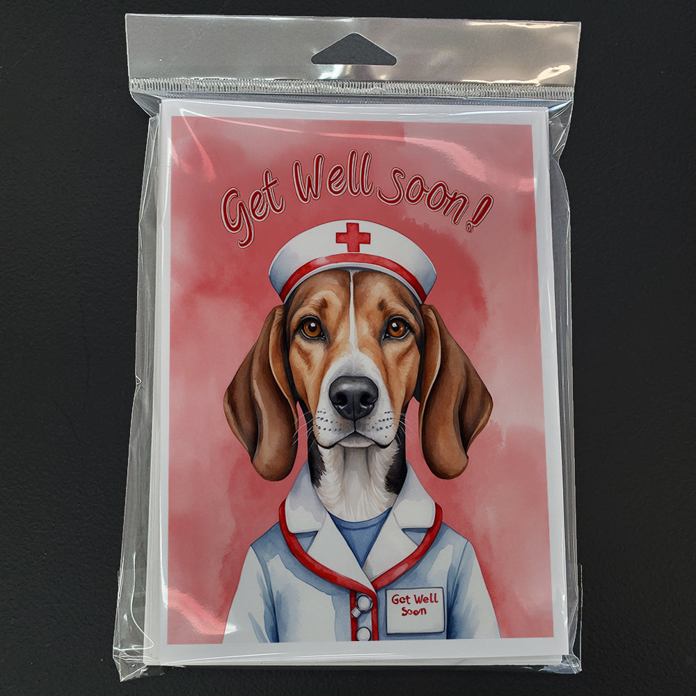 American Foxhound Get Well Soon Greeting Cards Pack of 8 Blank Cards with Envelopes Whimsical A7 Size 5x7