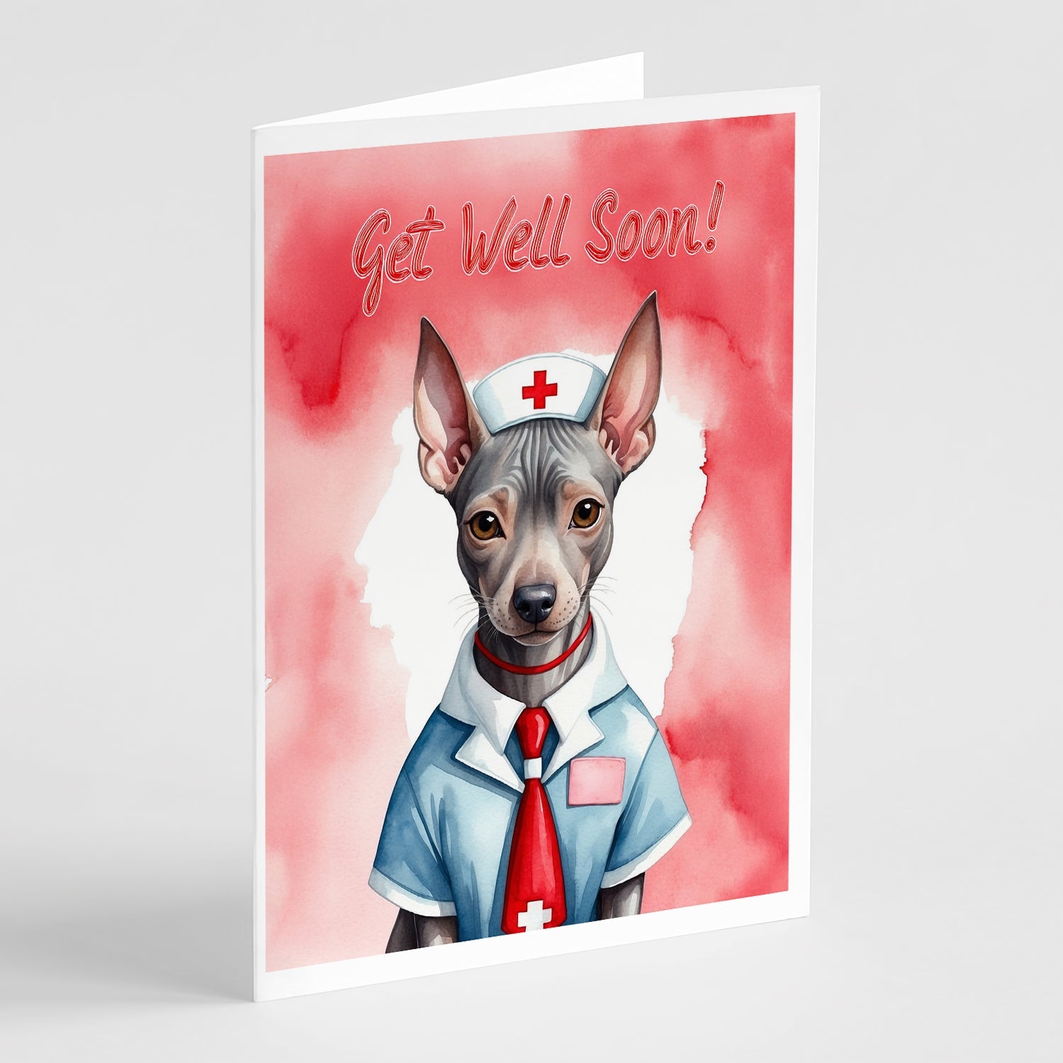 American Hairless Terrier Get Well Soon Greeting Cards Pack of 8 Blank Cards with Envelopes Whimsical A7 Size 5x7