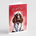American Water Spaniel Get Well Soon Greeting Cards Pack of 8 Blank Cards with Envelopes Whimsical A7 Size 5x7