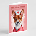 Basenji Get Well Soon Greeting Cards Pack of 8 Blank Cards with Envelopes Whimsical A7 Size 5x7