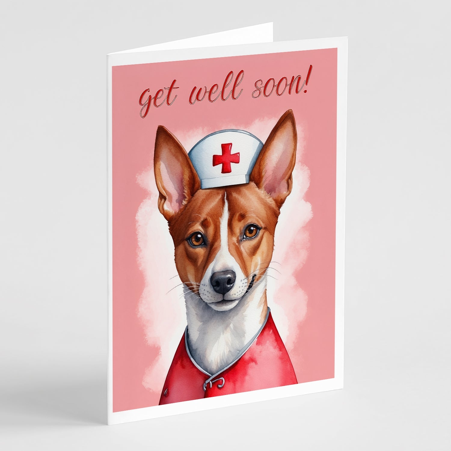 Basenji Get Well Soon Greeting Cards Pack of 8 Blank Cards with Envelopes Whimsical A7 Size 5x7