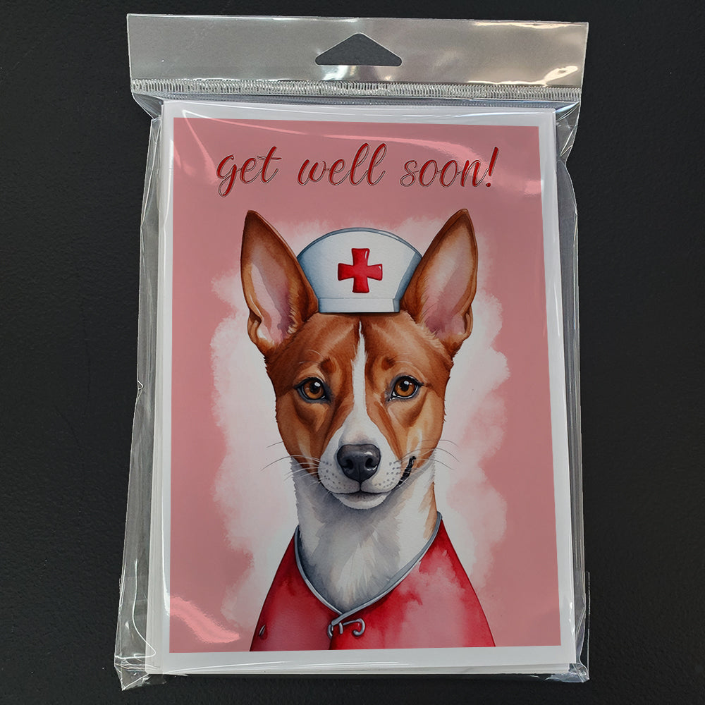 Basenji Get Well Soon Greeting Cards Pack of 8 Blank Cards with Envelopes Whimsical A7 Size 5x7