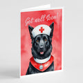 Belgian Sheepdog Get Well Soon Greeting Cards Pack of 8 Blank Cards with Envelopes Whimsical A7 Size 5x7