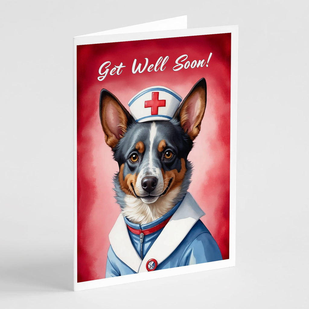 Australian Cattle Dog Get Well Soon Greeting Cards Pack of 8 Blank Cards with Envelopes Whimsical A7 Size 5x7