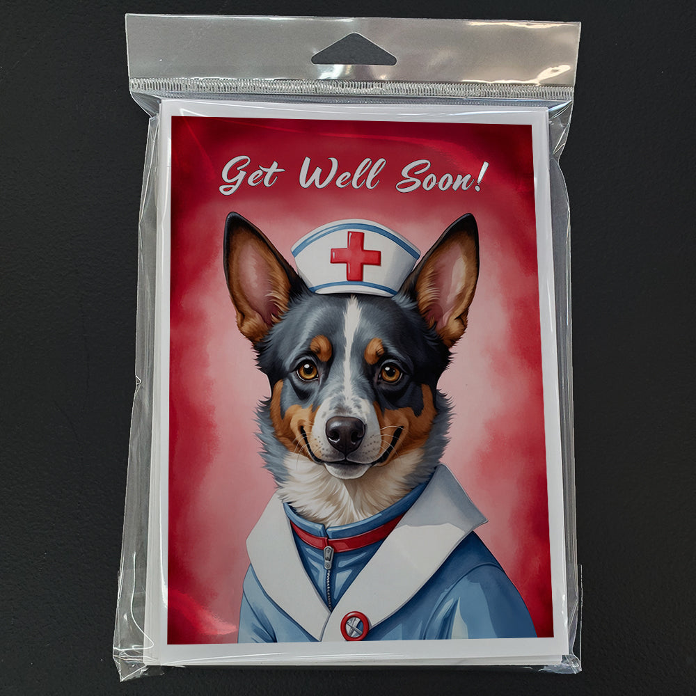 Australian Cattle Dog Get Well Soon Greeting Cards Pack of 8 Blank Cards with Envelopes Whimsical A7 Size 5x7