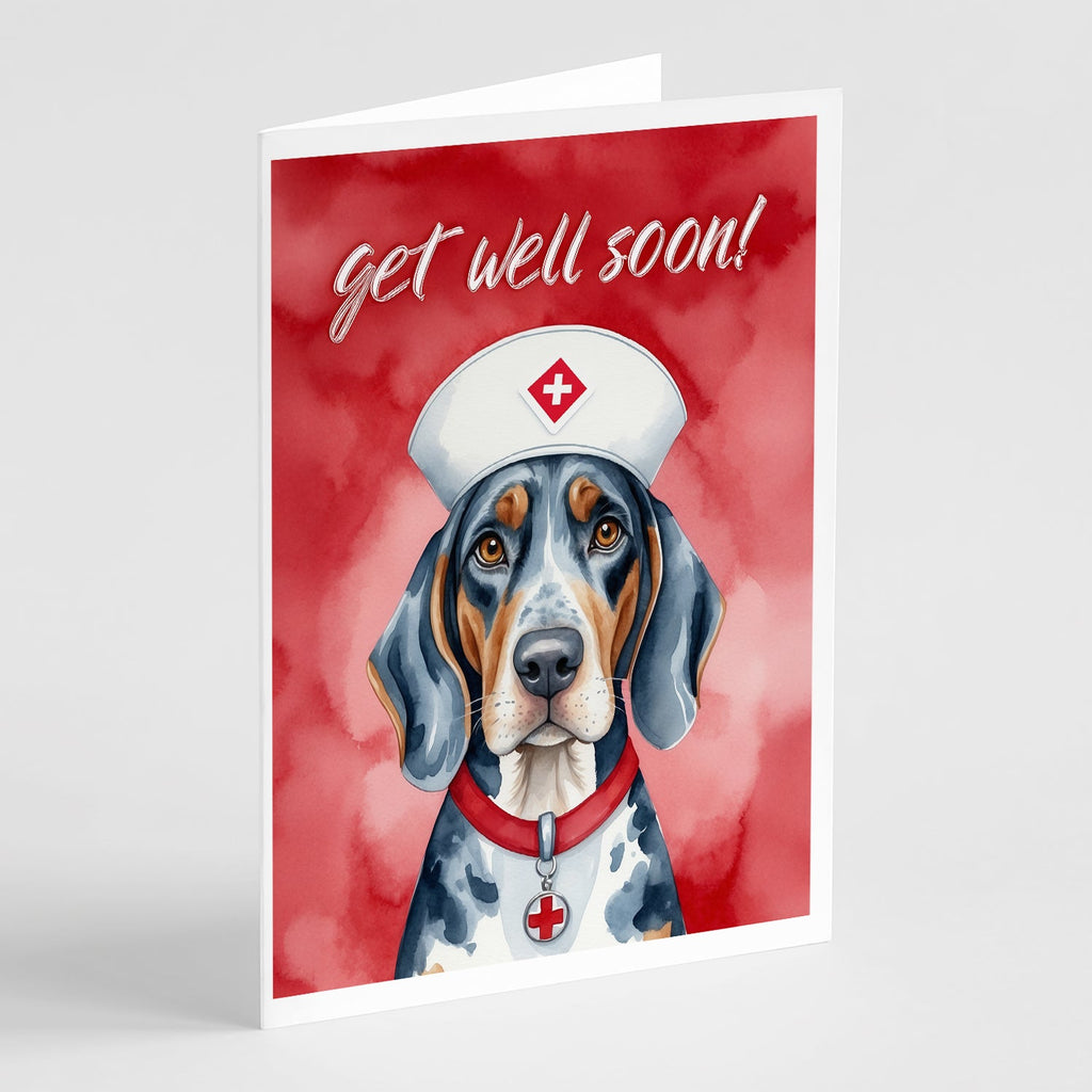 Bluetick Coonhound Get Well Soon Greeting Cards Pack of 8 Blank Cards with Envelopes Whimsical A7 Size 5x7
