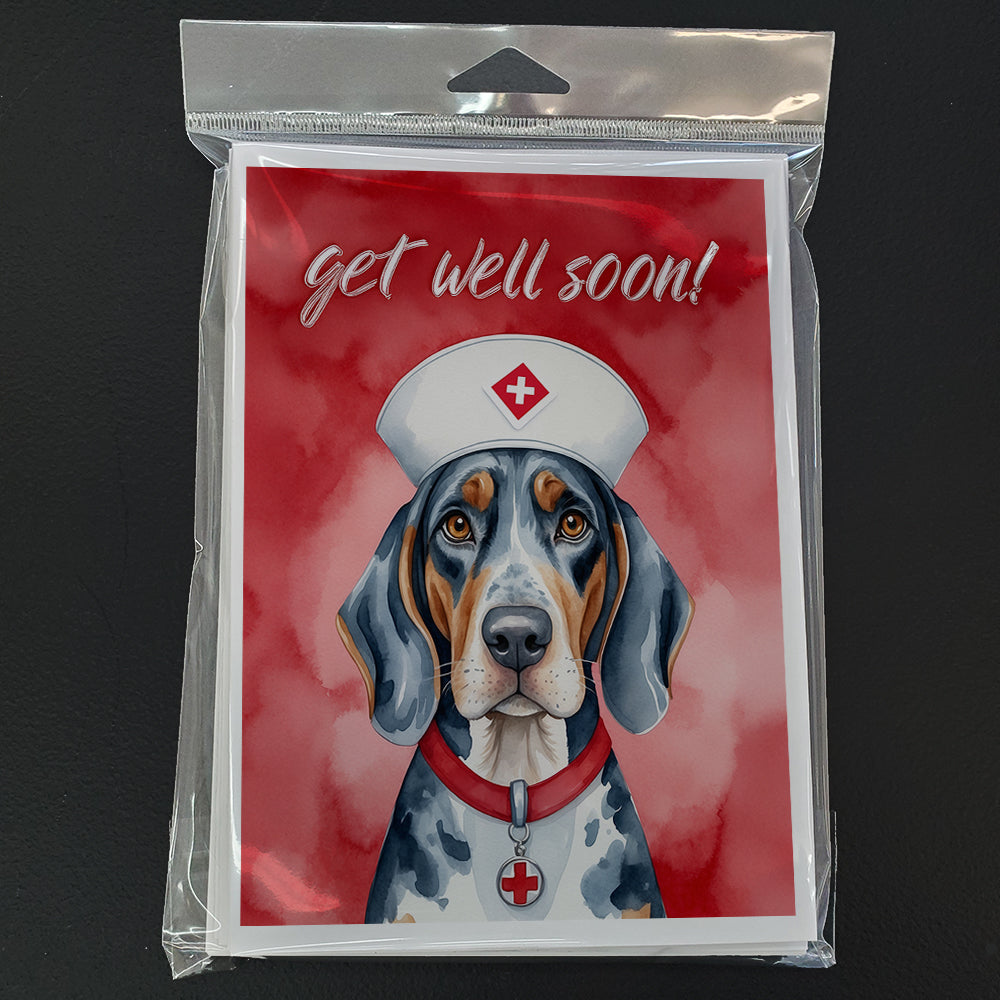 Bluetick Coonhound Get Well Soon Greeting Cards Pack of 8 Blank Cards with Envelopes Whimsical A7 Size 5x7