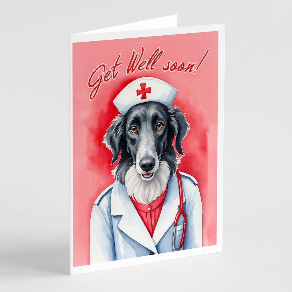 Borzoi Get Well Soon Greeting Cards Pack of 8 Blank Cards with Envelopes Whimsical A7 Size 5x7