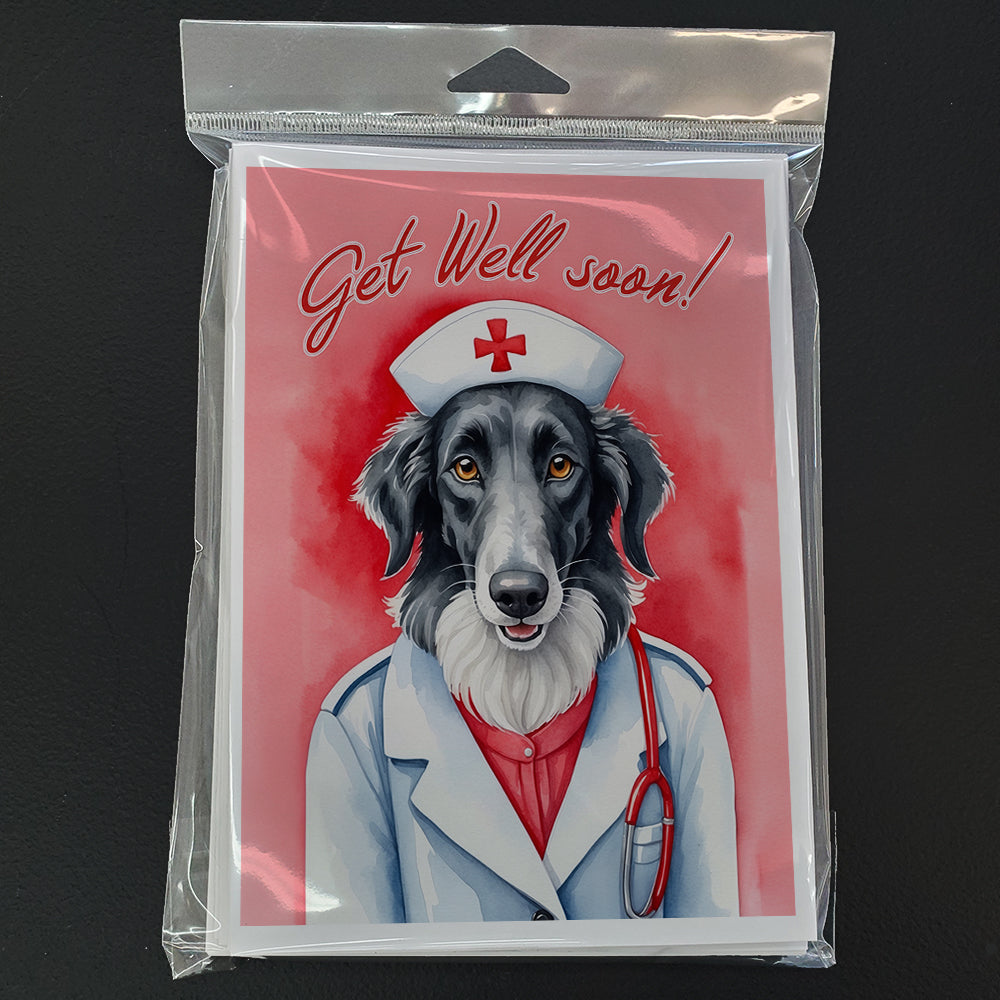 Borzoi Get Well Soon Greeting Cards Pack of 8 Blank Cards with Envelopes Whimsical A7 Size 5x7