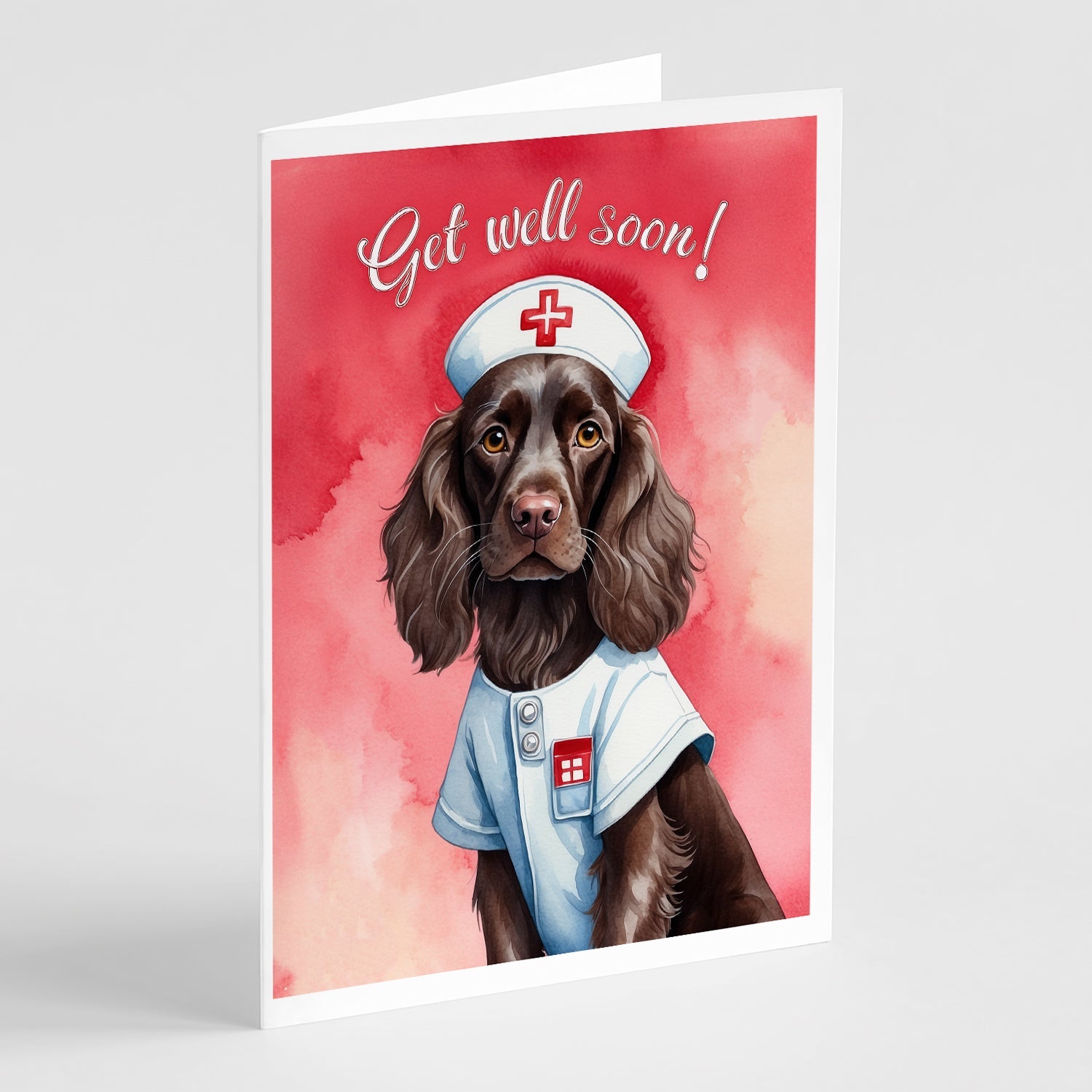 Boykin Spaniel Get Well Soon Greeting Cards Pack of 8 Blank Cards with Envelopes Whimsical A7 Size 5x7