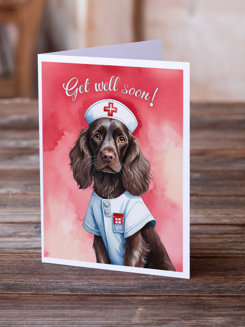 Boykin Spaniel Get Well Soon Greeting Cards Pack of 8 Blank Cards with Envelopes Whimsical A7 Size 5x7