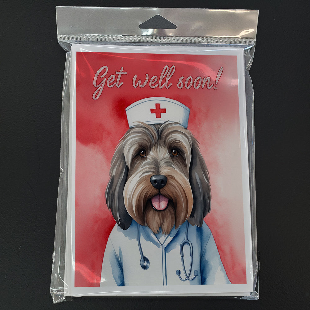 Briard Get Well Soon Greeting Cards Pack of 8 Blank Cards with Envelopes Whimsical A7 Size 5x7