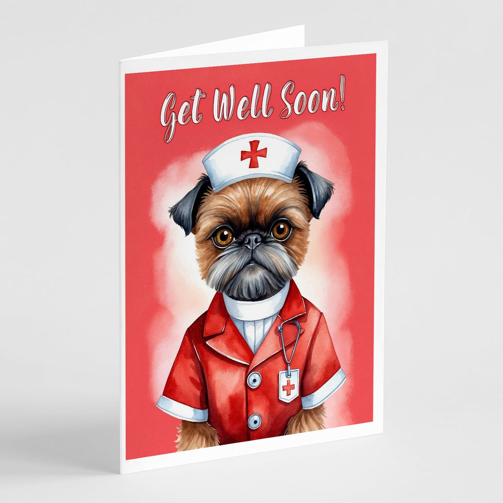 Brussels Griffon Get Well Soon Greeting Cards Pack of 8 Blank Cards with Envelopes Whimsical A7 Size 5x7