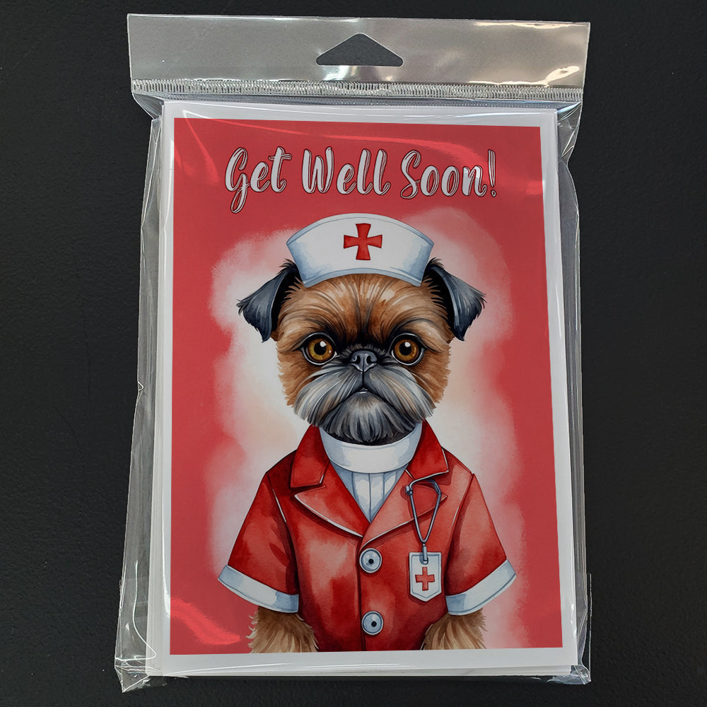 Brussels Griffon Get Well Soon Greeting Cards Pack of 8 Blank Cards with Envelopes Whimsical A7 Size 5x7