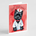 Black Cairn Terrier Get Well Soon Greeting Cards Pack of 8 Blank Cards with Envelopes Whimsical A7 Size 5x7