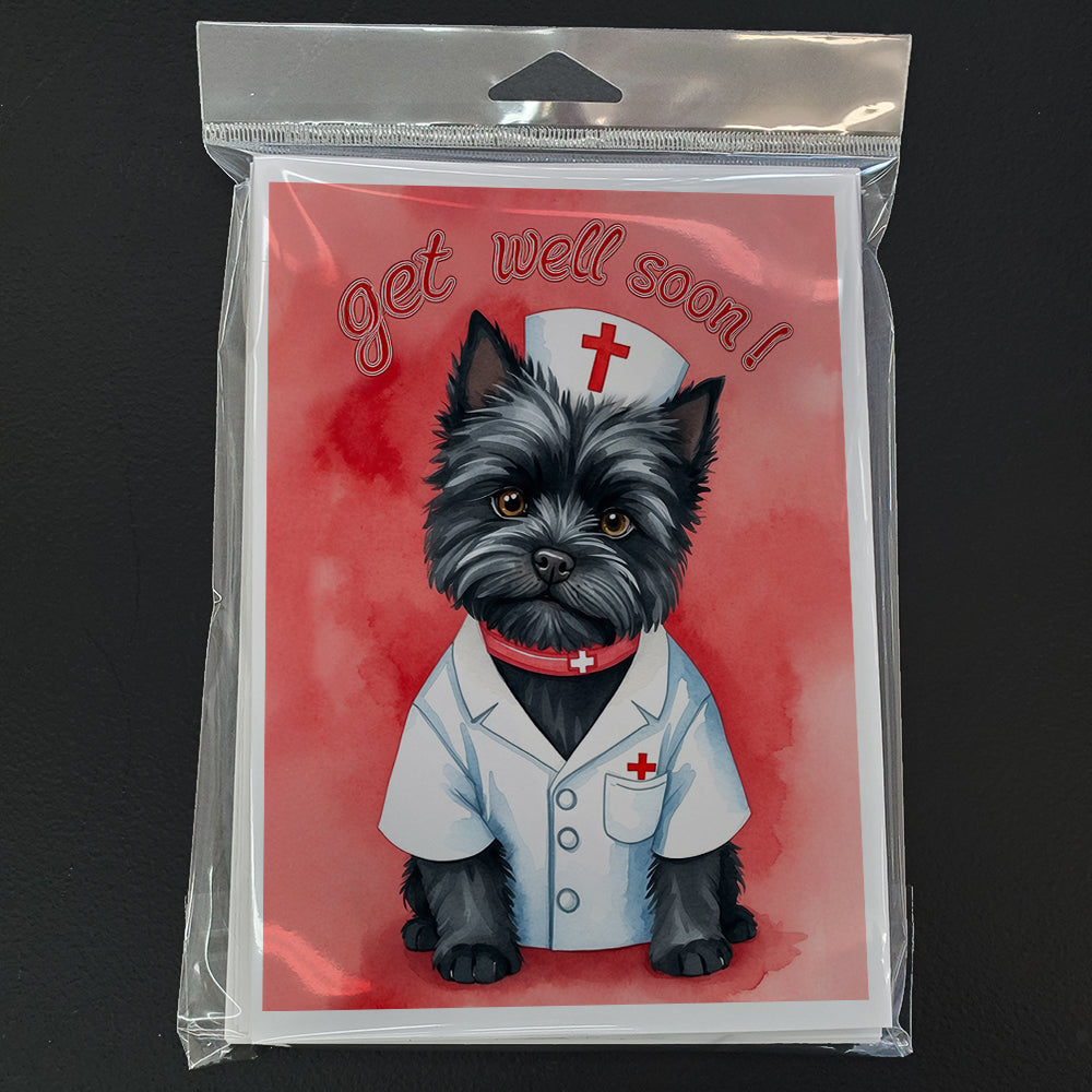 Black Cairn Terrier Get Well Soon Greeting Cards Pack of 8 Blank Cards with Envelopes Whimsical A7 Size 5x7