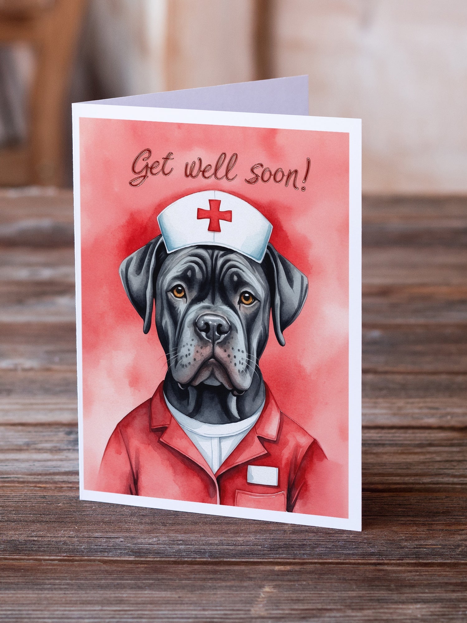 Cane Corso Get Well Soon Greeting Cards Pack of 8 Blank Cards with Envelopes Whimsical A7 Size 5x7